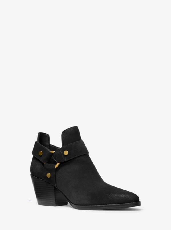 Damske Clenkove Cizmy Michael Kors Pamela Suede Čierne - Topanky Michael Kors Slevy | XCMBV-7609